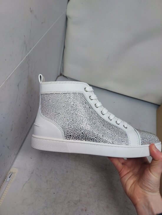 Christian Louboutin White MENS Louis Crystal Strass High Top Wedding Sneaker main image 10